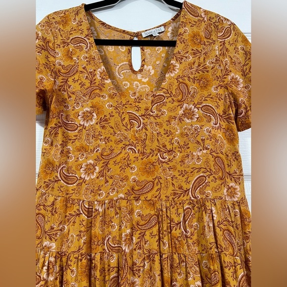 Patrons of Peace Dresses & Skirts - Patrons of Peace Toluca Border Orange Gold Paisley A Line Swing Dress X-Small
